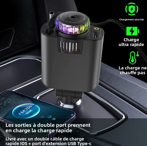 chargeur de voiture multifonction 5-en-1