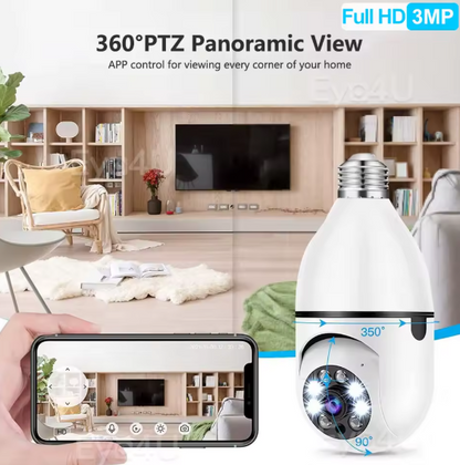 Caméra Ampoule Espion  Intelligente avec Vision Nocturne