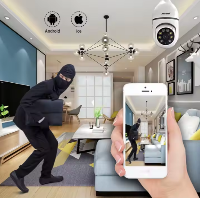 Caméra Ampoule Espion  Intelligente avec Vision Nocturne