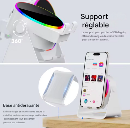 Station Induction Sans Fil 4-en-1 – Bluetooth + Lumière RVB