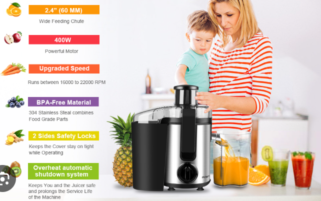 Robot Multifonction 5-en-1 – Presse-jus, Mixeur, Hachoir & Moulin