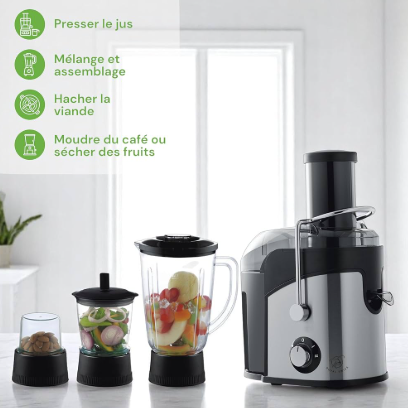 Robot Multifonction 5-en-1 – Presse-jus, Mixeur, Hachoir & Moulin