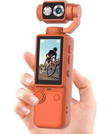 Caméra avec Stabilisateur Rotatif 180° 4K Ultra HD de Poche
